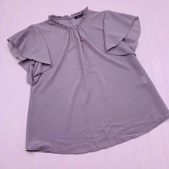Boohoo Tops - Boohoo Lily Woven Frill Sleeve Chiffon Blouse 8